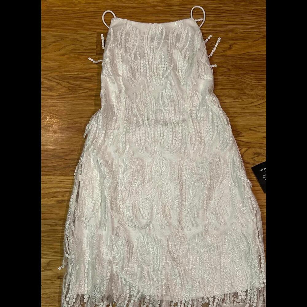Lulus Elegant White Beaded Dress - Size M